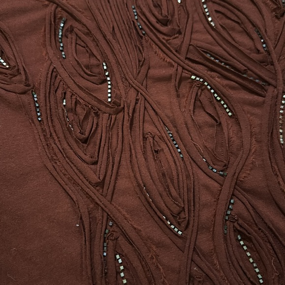 Cold water creek brown beaded embellished long sleeve top size large - Picture 5 of 8